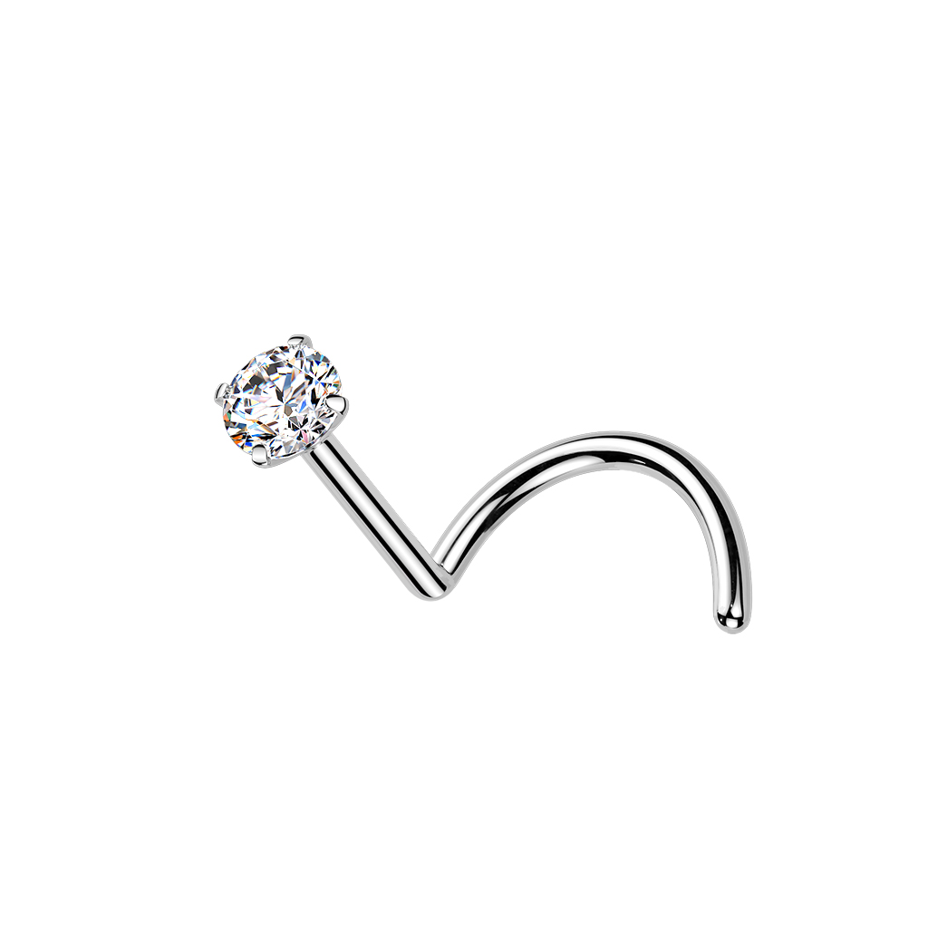 Levně SYLVIENE Titanový piercing do nosu s Moissanitem Barva: Stříbrná/Čirá, Průměr/Tloušťka: 0,8 mm, Velikost kamene/Ozdobné koncovky: 2 mm - z titanu implantační třídy ASTM F136