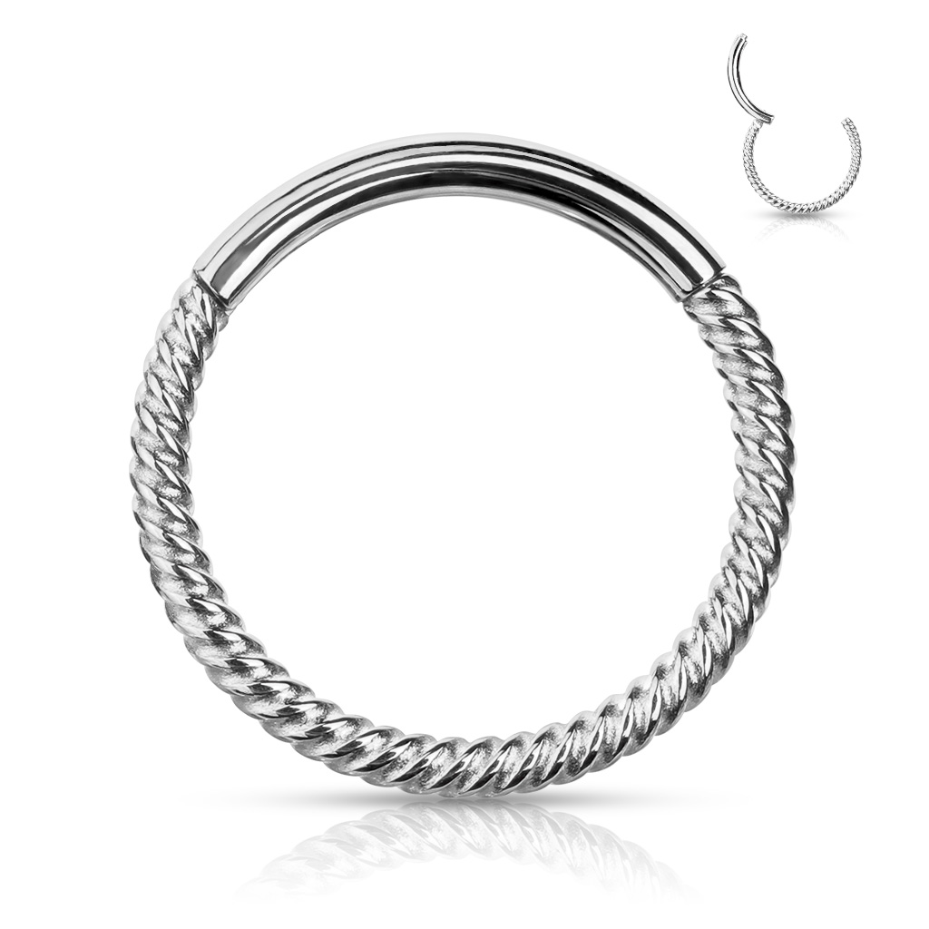 Piercing segment kroužek kroucený Barva: Stříbrná, Délka: 10 mm, Průměr/Tloušťka: 1,2 mm