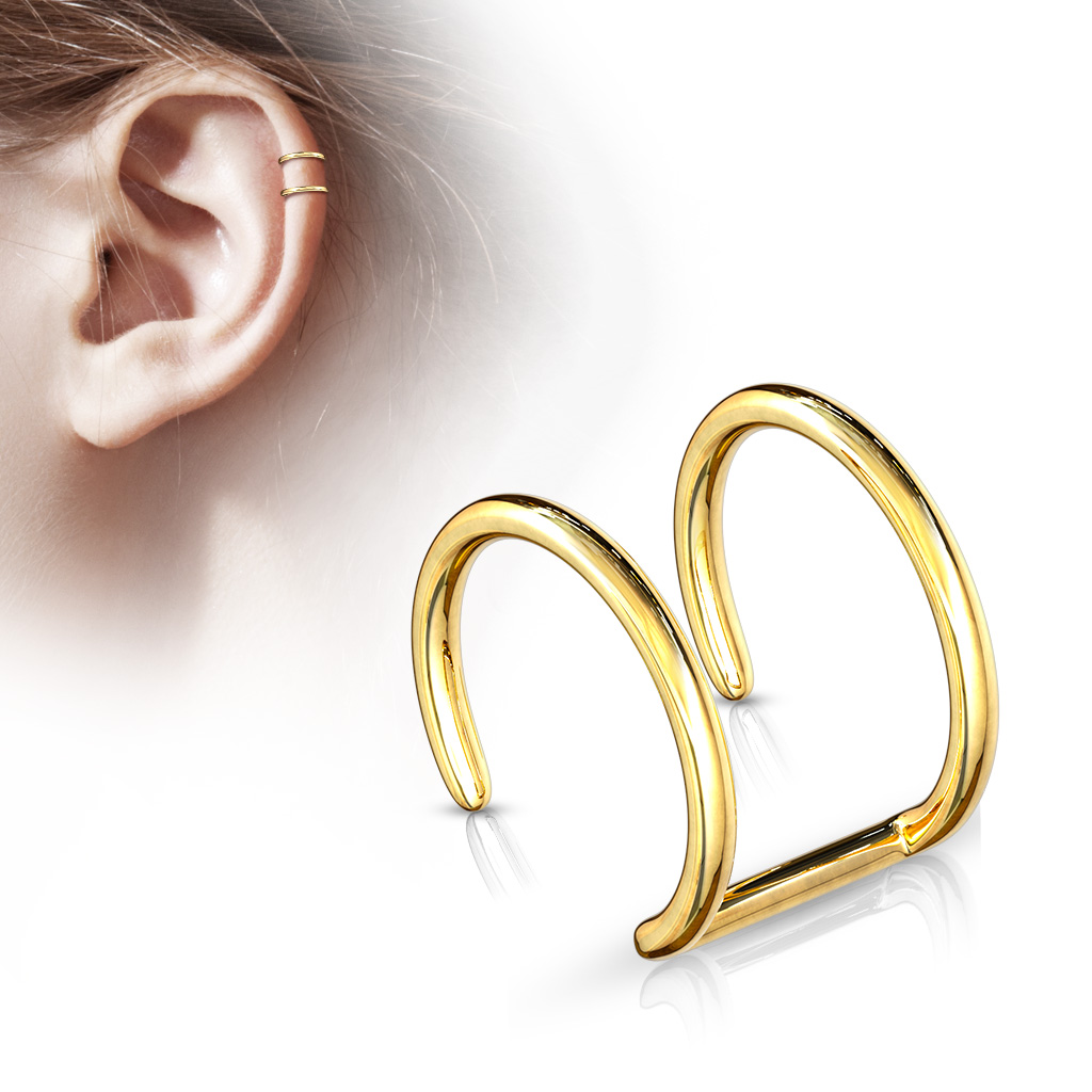 Levně SYLVIENE Záušnice Double Closure Barva: Zlatá, Délka: 8 mm, Průměr/Tloušťka: 1 mm - chirurgická ocel 316L