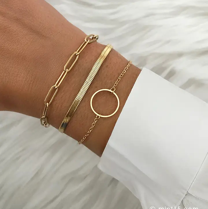 Levně Mint15 Set náramků LOVELY KARMA Gold - z voděodolné chirurgické oceli, která ti nezčerná ani nezmění barvu