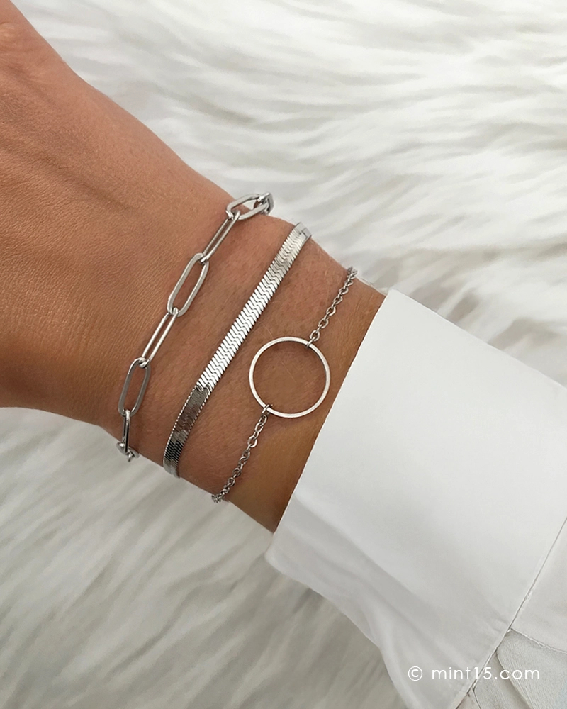 Levně Mint15 Set náramků LOVELY KARMA Silver - z voděodolné chirurgické oceli, která ti nezčerná ani nezmění barvu
