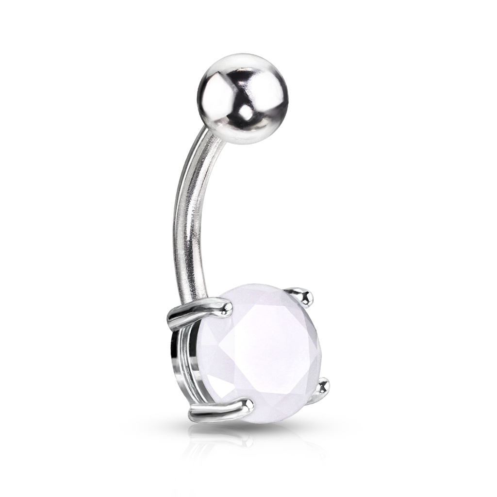 Levně SYLVIENE Piercing do pupíku Stone Silver Barva kamene: Fluorit - chirurgická ocel 316L, syntetický kámen