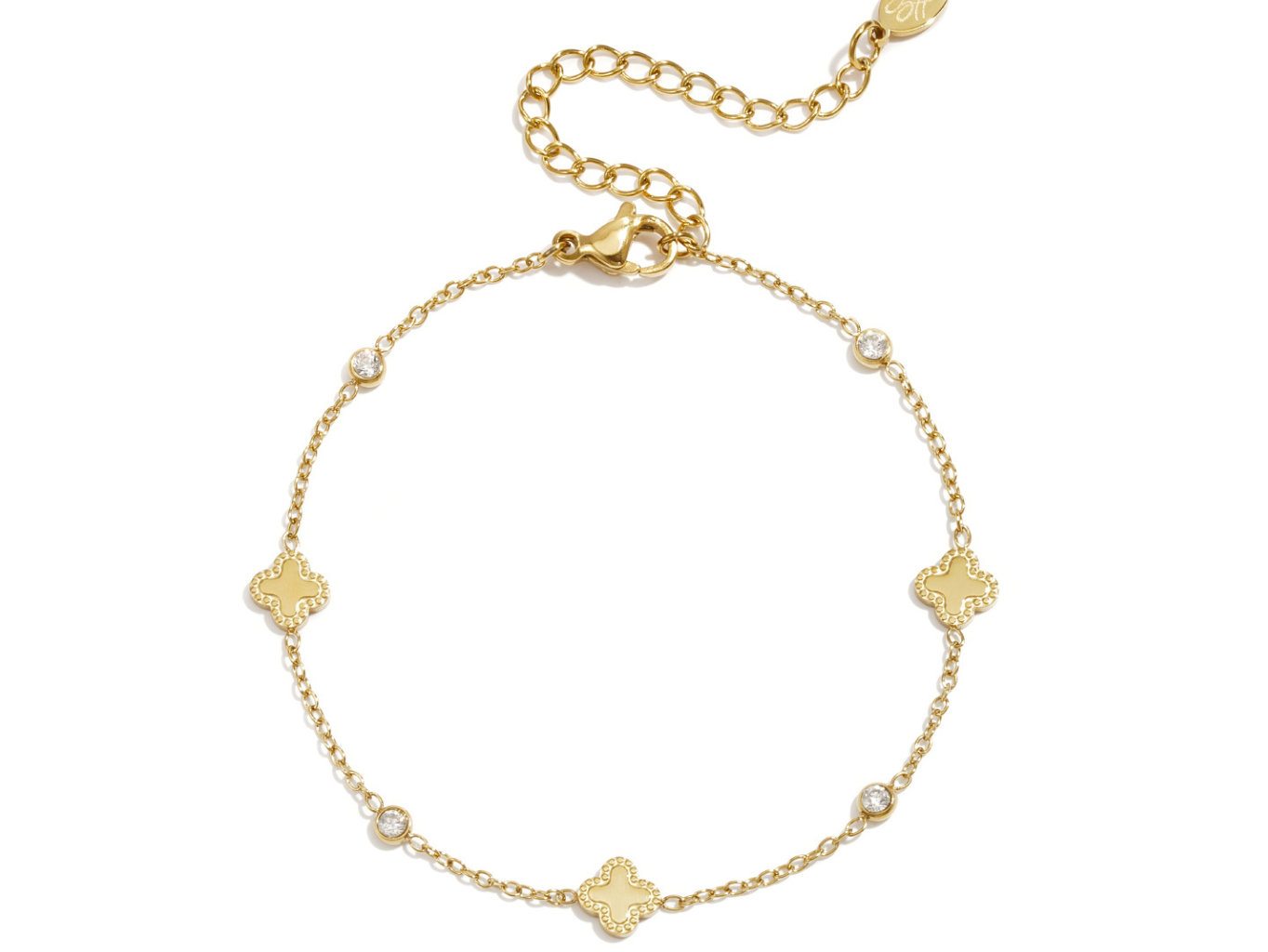 SYLVIENE Náramek Triple CLOVER se Zirkony Gold