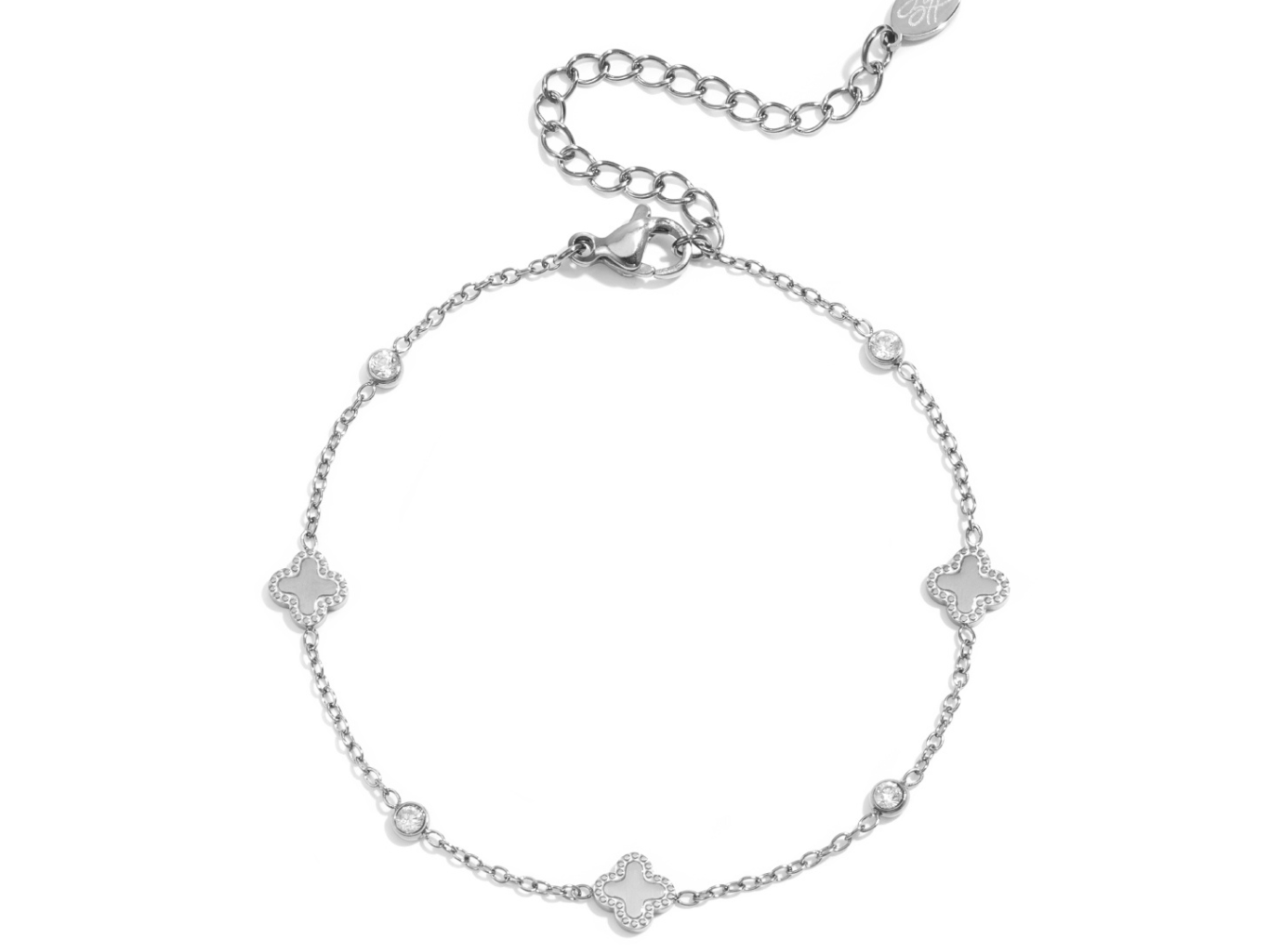 SYLVIENE Náramek Triple CLOVER se Zirkony Silver