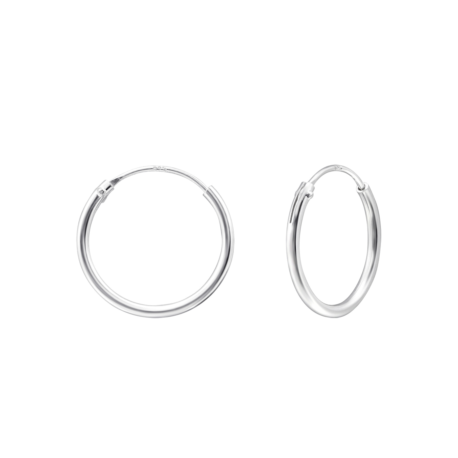 Levně SYLVIENE Stříbrné náušnice kroužky 14 mm Ag 925/1000