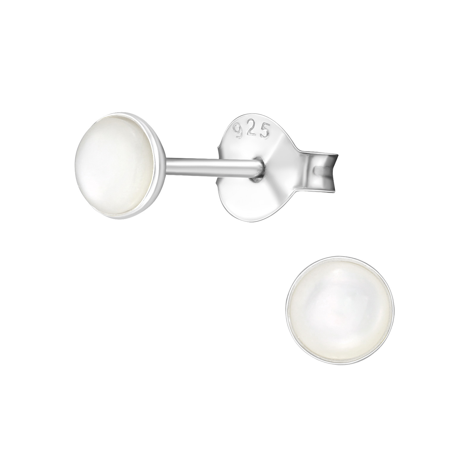 Levně SYLVIENE Stříbrné náušnice White Shell Ag 925/1000