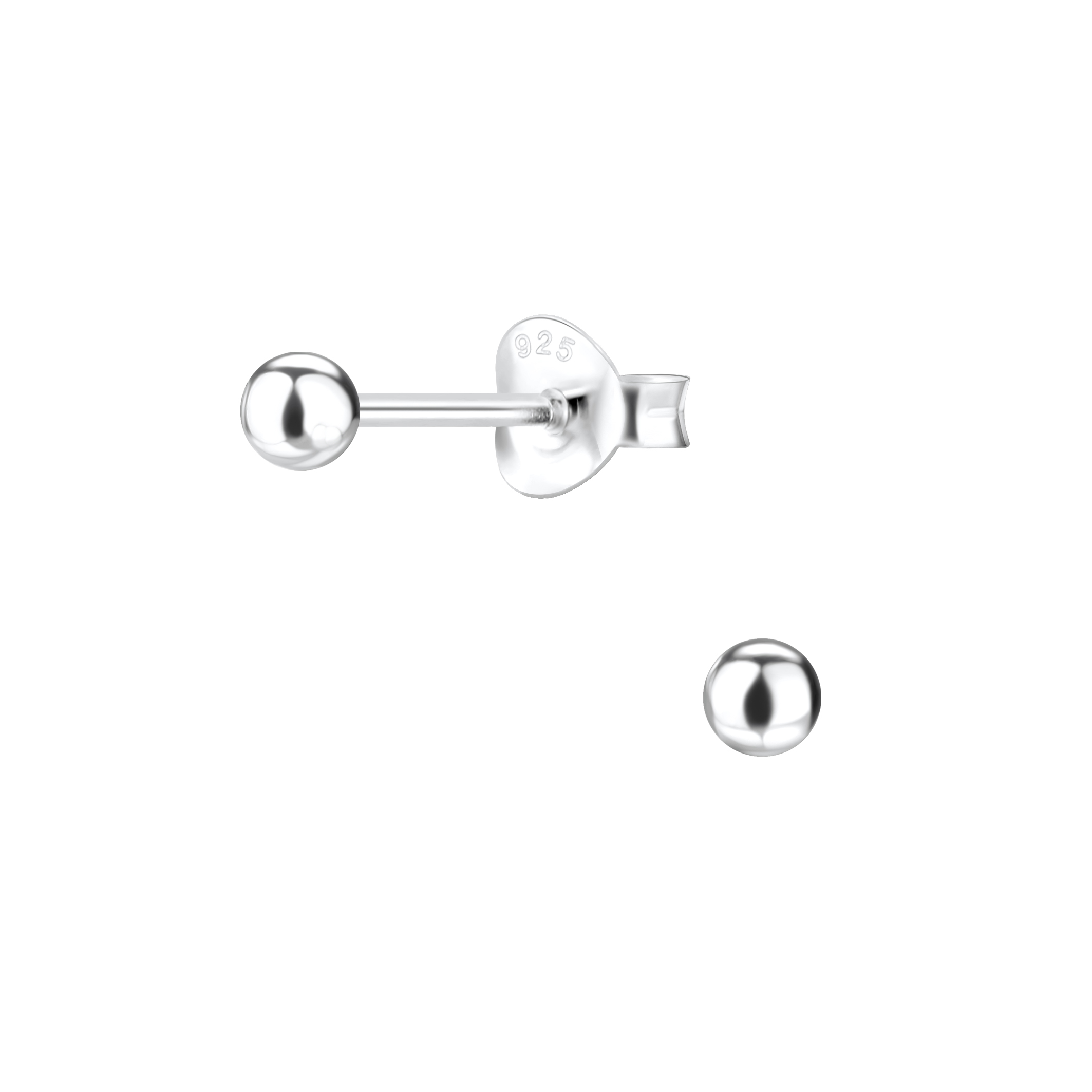 Levně SYLVIENE Stříbrné náušnice Ball 3 mm Ag 925/1000