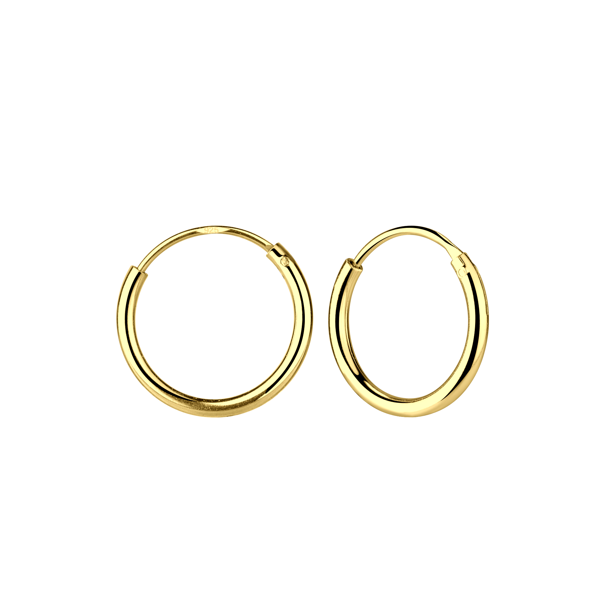 Levně SYLVIENE Pozlacené náušnice kruhy 12 mm Stříbro 925/1000 pozlacené 14k zlatem