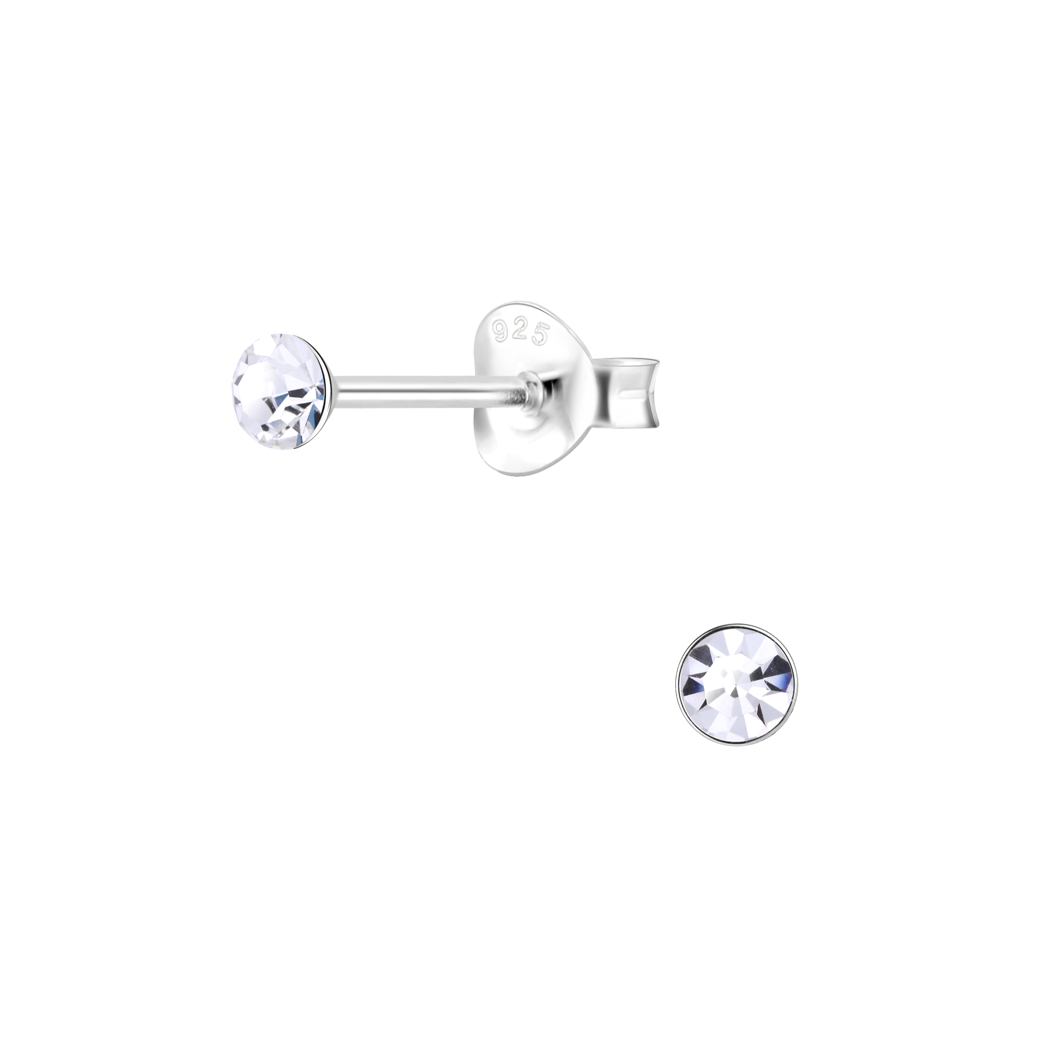 Levně SYLVIENE Stříbrné náušnice s Krystalem 3 mm Ag 925/1000