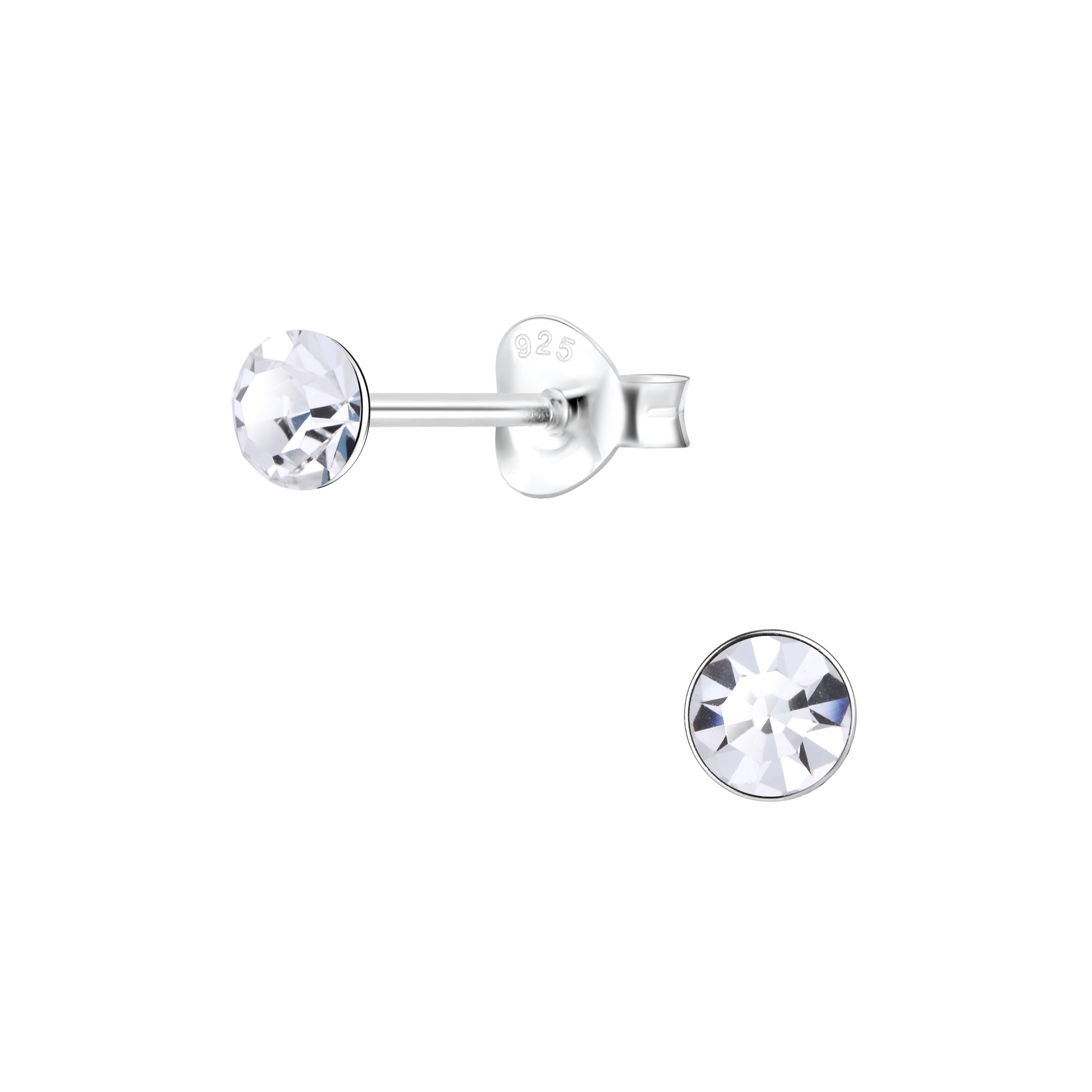 Levně SYLVIENE Stříbrné náušnice s čirým Krystalem 4 mm Ag 925/1000
