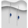 Stříbrné provlékací náušnice se Zirkonem Deep Blue  Ag 925/1000