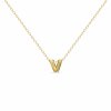 V letter necklace gold
