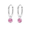 Stříbrné náušnice kroužky s růžovým Zirkonem 4 mm