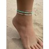 Náramek na nohu White & Turquoise Silver