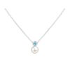 Stříbrný náhrdelník Birthstone s perličkou Březen -Akvamarín