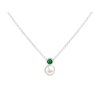 Stříbrný náhrdelník Birthstone s perličkou Květen - Emerald