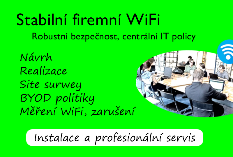 Realizace podnikové bezdrátové sítě Wifi pro firmy