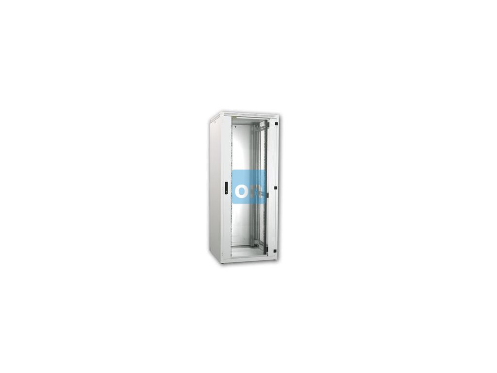 42U Rack 19'',  š. 600, hl. 1000, prosklené dveře, odnímatelný zadní panel, 2x bočnice 2x, světle šedá