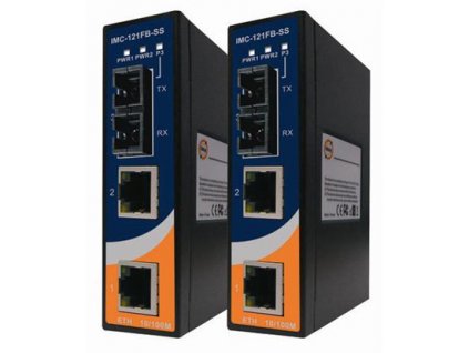 !!SLEVA!! -rozbaleno - Průmyslový DIN Fast Ethernet Media převodník,Mini Type,neřid.,2x 10/100TX (RJ-45)-1x100FX(SM/SC),