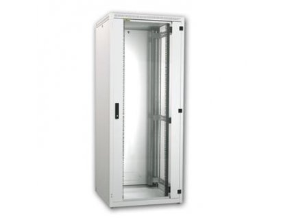 45U Rack 19'',  š. 600, hl. 800, prosklené dveře, odnímatelný zadní panel, 2x bočnice 2x, světle šedá