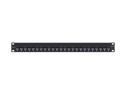 1U Patch panel 24x Cat 6A Z-MAX, nestíněný, plně osazený, černý