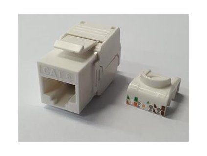 Keystone Cat 5e, nestíněný modul RJ45, do zásuvky/patchpanelu, beznástrojový, bílý