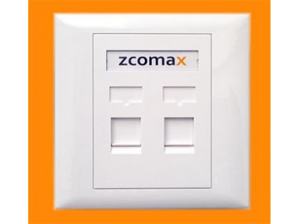 Datová zásuvka 2x RJ45, 86x86mm pro dva moduly Zcomax Keystone, s prachovkou