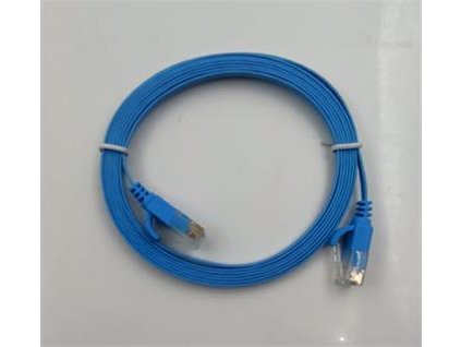 Patch kabel Cat 6A plochý, U/UTP, PVC, 2m, modrý