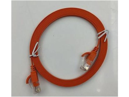 Patch kabel Cat 6A plochý, U/UTP, PVC, 2m, oranžový