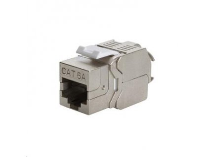 Keystone Cat 6A, stíněný modul RJ45, do zásuvky, beznástrojový, stříbrný