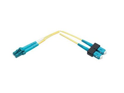 10m, LC/PC-SC/PC, OS1/OS2 9/125, optický patchcord, žlutý (SM)