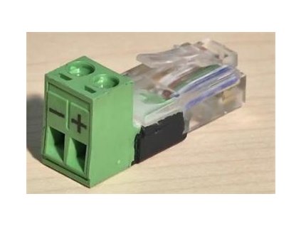 EH-PoE-DC-adaptor Redukce RJ-45/svorkovnice 2 kontakty; + propojen s piny 1,2,4,5; - propojen s piny 3,6,7,8