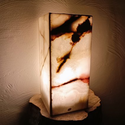 Stolní lampa z přírodního onyxu - 2. jakost  Pákistánský onyx, výška 30 cm, do zásuvky