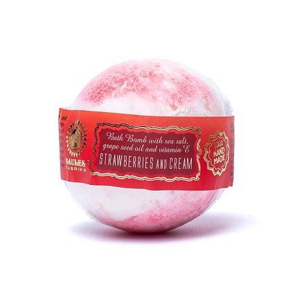 Bomba do koupele - Jahody a smetana  145 g, s vitamínem E, bez sulfátů a parabenů