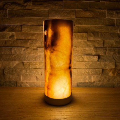 Svícen z přírodního kamene válec XL  Pákistánský onyx, výška 20 cm, na čajovou svíčku