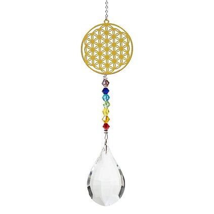 Čakrový Feng Shui lapač slunce  symbol květu života, délka 29 cm, na zavěšení