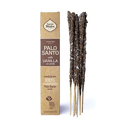 Vonné tyčinky Palo Santo - Vanilka  8 ks prémiových vykuřovadel Sagrada Madre, 30 g