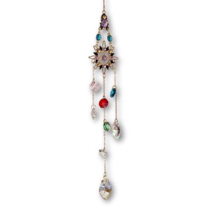 Lapač slunce - Hvězdná záře  Feng Shui, symbol hvězdy a srdce, délka 36,5 cm