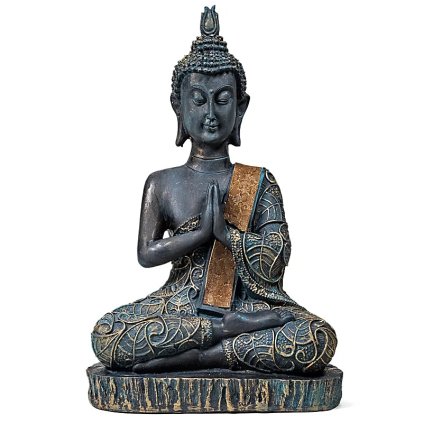 Soška Buddha - Přítomný okamžik  výška 22 cm, v thajském stylu, zlatá patina
