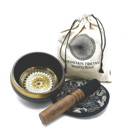 Zpívající mísa - Mandala  ručně tepaná, průměr cca 14 cm, dárkové balení s paličkou
