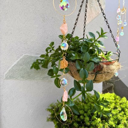 Lapač slunce - Láskyplný průvodce  s růženínem a citrínem, délka 62 cm, průměr kruhu 6 cm