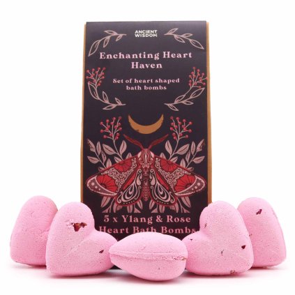 Sada bomb do koupele ve tvaru srdce  vůně Ylang-ylang a růže, 5 ks, 350 g