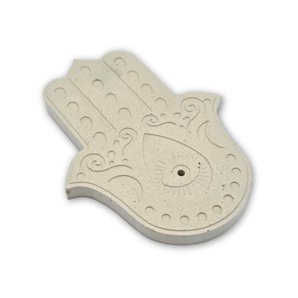 Betonový stojánek ve tvaru Hamsy  na vonné tyčinky/kužely, s impregnací, 12*9 cm