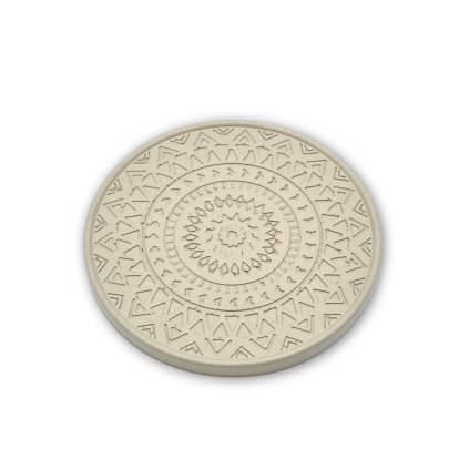 Betonový podtácek s mandalou  průměr 10 cm, ruční výroba v ČR, s impregnací, na svíčky i hrneček
