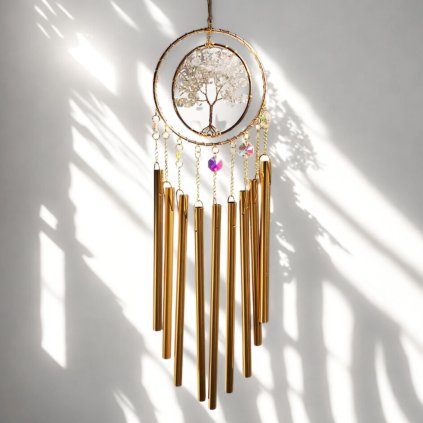 Zvonkohra strom života - Křišťál  délka 50 cm, průměr kruhu 10 cm, výrazný kovový zvuk