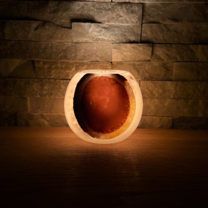 Svícen kulatý - Zatmění slunce  konkrétní kus z fotek, jedinečný originál, průměr cca 9,5 cm