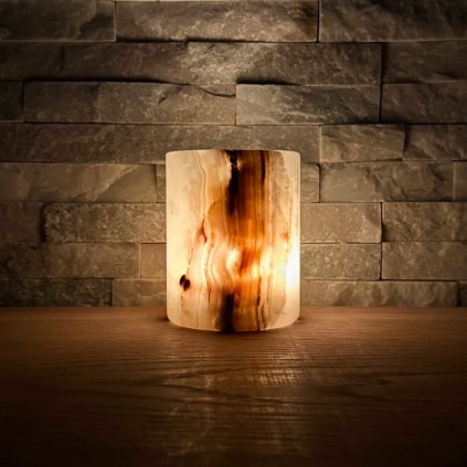 Svícen válec M - Jemné jiskření  s vadou na kráse, konkrétní kus z fotek, jedinečný originál