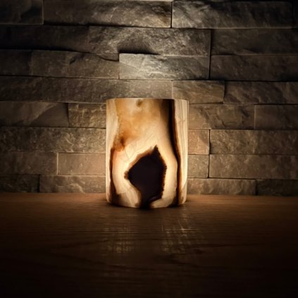 Svícen válec M - Základní princip  s vadou na kráse, konkrétní kus z fotek, jedinečný originál