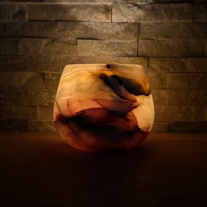 Svícen kónický L - Plynutí času  konkrétní kus z fotek, jedinečný originál, průměr 12,5 cm