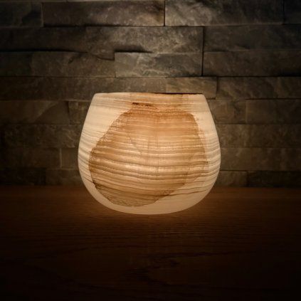 Svícen kónický L - Východ slunce  konkrétní kus z fotek, jedinečný originál, průměr 12,5 cm